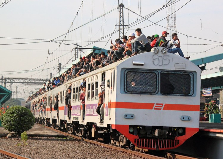Crowded train in Jakarta, Indonesia